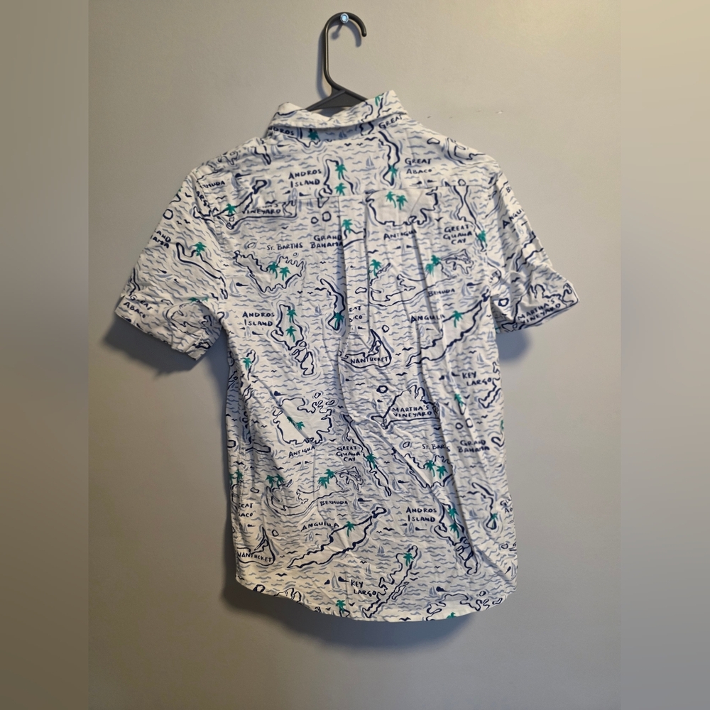 Vineyard Vines White and Blue Map Print Shirt - Picture 3 of 4